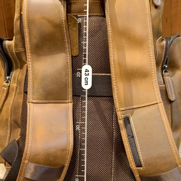 Leather backpack vintage w/ removable sleeve for laptop - Picture 13 of 14